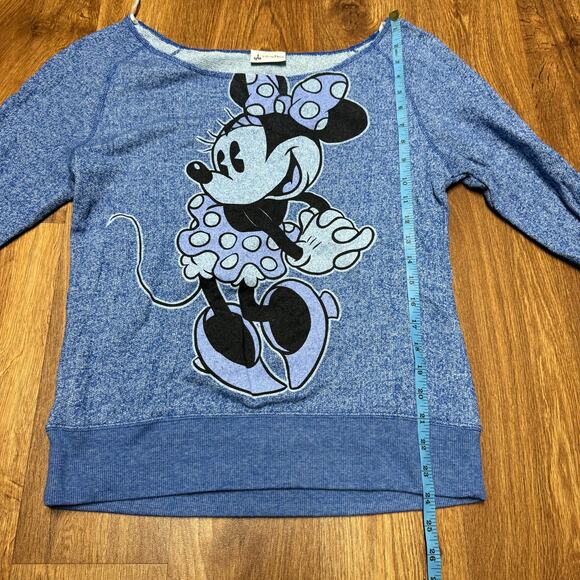 Disney Parks Womens Blue Scoop Neck Minnie Mouse Sweatshirt Size Medium Large - Picture 7 of 7